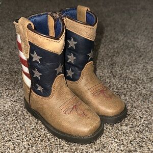 Kids Patriotic Brown and Blue Boots
